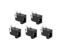 JZK Lote de 5 Conectores de Alimentación DC de 5.5x2.5mm, Enchufe Jack Hembra de 3 Pines para Montaje en PCB para Electrónica DIY, Routers y Sistemas CCTV, Negro