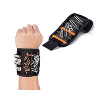 JZK Muñequera magnetica con 15 imanes pulsera magnética cinturon de herramientas bricolaje para que sostienen tornillo clavos perno broca tuercas, regalos para hombres