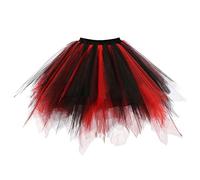 JZK Negra roja Falda tutú Mujer Falda Corta de Tul para niñas, Traje Vestir de años 80, Vestido Burbuja hinchada, Falda Ballet Vintage para Baile Carnaval Fiesta Disfraces Halloween Dia De Los