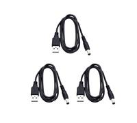 JZK Paquete 3 cables alimentación USB a CC 5,5 mm x 2,1 mm, conector USB A macho a conector CC 5,5 x 2,1 mm, cable carga para mini ventilador, cámara, luz LED, tableta (1 m, negro)