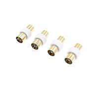 JZK Paquete 4 conectores cable coaxial para antena TV, 2 adaptadores coaxiales RF macho a macho y 2 hembra a hembra, con conector chapado en oro para cambio género para TV, satélite y reproductor DVD