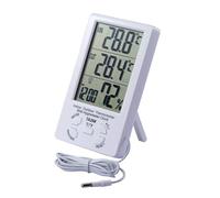 JZK Termómetro higrómetro LCD Digital Cable Sensor 1.5 m Interior higrómetro Exterior termómetro Humedad medidor Temperatura para hogar Oficina habitación Hotel Laboratorio, Blanco