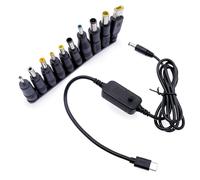 JZK USB C a salida DC ajustable 5V 9V 12V 15V 20V adaptador de señalización digital fuente de alimentación con 10 convertidores adaptador de salida DC