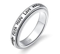 JZMSJF Anillo giratorio de plata de ley 925 para aliviar la ansiedad, el estrés, el aburrimiento, TDAH, autismo, Small, Plata de ley, Zirconia cúbica