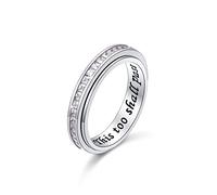 JZMSJF Anillos giratorios de plata de ley S925 para ansiedad y aliviar el aburrimiento, TDAH, autismo, para mujeres y adolescentes, Plata de ley, Zirconia cúbica