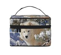 JZMTY Espaciosa bolsa de maquillaje con estampados únicos de zorra de nieve, ligera para el trabajo, viajes y gimnasio