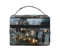 JZMTY Espaciosa bolsa de maquillaje con impresiones únicas de Castle in the Sky, ligera para el trabajo, viajes y gimnasio