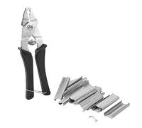 Jzoowar 1 Pieza Herramienta de Alicates de Anillo de Cerdo y 600 Piezas Clips M, Jaula de de Pollo, Valla de Alambre, Herramientas de ReparacióN de Soldadura Juntas de Soldadura