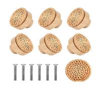 Jzoowar 10 Uds. Tiradores de Madera, Pomos de CajóN de RatáN de, Tirador de Muebles, Tiradores de Puerta de Armario de Cocina, Tiradores de Tocador, 30MM