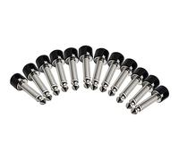 Jzoowar 12 Piezas DIY Strait Audio Solderless 6.35 Mono Plug Solder Free Plug Guitar Effect Connector Chrome Negro