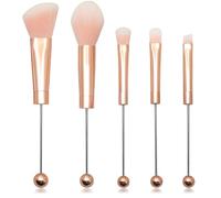 Jzoowar 5 Piezas de Pinceles de Maquillaje con Cuentas, Cuentas de Silicona, Pinceles CosméTicos de Maquillaje DIY, Kit de Pinceles con Cuentas para Bricolaje
