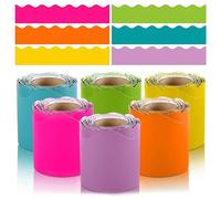 Jzoowar 6 Rollos de Bordes de TablóN de Anuncios de 198 Pies para el Aula, Bordes Festoneados en Rollo de Papel, Para DecoracióN del Aula, DecoracióN del Hogar, Fiesta