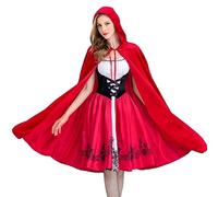 Jzoowar Disfraz de Caperucita Roja GóTica para Mujer Capa con Capucha Vestido de Fiesta de Halloween de Navidad con Capa Adulto Juego de rol M
