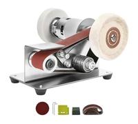 Jzoowar Enchufe Europeo, Lijadora de Banda, Afilador de Cuchillos EléCtrico de Velocidad Ajustable, Amoladora de Banda de 15 Grados, Lijadora de Banda EléCtrica para CarpinteríA