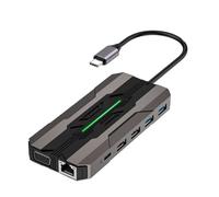 Jzoowar - Estación de acoplamiento concentrador USB C 13 en 1 lector de tarjetas SD 1000M RJ45 - Compatible con HDTV VGA USB Hub 3.0 Adaptador para ordenador portátil