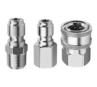 Jzoowar NPT 3/8 Pulgadas Kit de Conector RáPido Macho y Hembra Kit de Adaptador de Arandela de PresióN y 1 Piezas NPT 3/8 Pulgadas Arandelas de PresióN Conector RáPido Enchufe Macho Niple