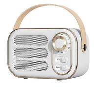 Jzoowar Retro Speaker 360 Stereo Effect Bluetooth Mini Speaker Vintage Radio Home Decor Sound Box para exteriores, color blanco