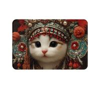 JZQZH Alfombrillas antideslizantes para uso en interiores y exteriores, comodidad suave con estampado único de muñeca de gato, 16 x 24 pulgadas