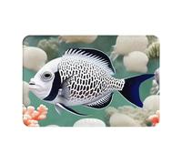 JZQZH Alfombrillas antideslizantes para uso en interiores y exteriores, suaves y cómodas con estampado único de peces tropicales blancos, 16 x 24 pulgadas
