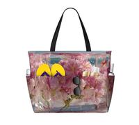 JZQZH Beneath the Cherry Blossoms - Bolsa de viaje de playa de gran capacidad con cremallera para uso en verano al aire libre, elegante y duradera