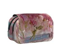 JZQZH Beneath the Cherry Blossoms - Estuche de doble capa para bolígrafos - Exquisito almacenamiento duradero para artículos de papelería y objetos pequeños