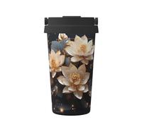 JZQZH Bohemian Golden Lotus - Taza de café portátil con diseño elegante y parte inferior antideslizante para oficina, hogar, escuela y uso al aire libre