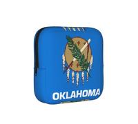JZQZH Bolsa de almacenamiento compacta para compresas sanitarias con bandera del estado de Oklahoma para viajes diarios y uso en la oficina, con cremallera para llevar contigo