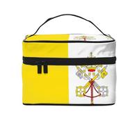 JZQZH Bolsa de cosméticos portátil con bandera del Vaticano, organizador de almacenamiento personalizado para viajes, camping, hoteles y viajes de larga distancia