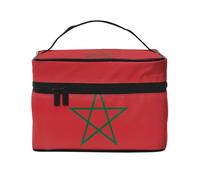 JZQZH Bolsa de cosméticos portátil con la bandera de Marruecos, organizador de almacenamiento personalizado para viajes, camping, hoteles y viajes de larga distancia