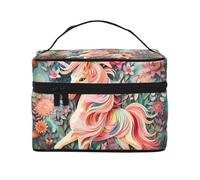 JZQZH Bolsa de cosméticos portátil de unicornio con corte de papel rosa, organizador de almacenamiento personalizado para viajes, camping, hoteles y viajes de larga distancia