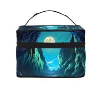 JZQZH Bolsa de cosméticos portátil Water Moon Cave, organizador de almacenamiento personalizado para viajes, camping, hoteles y viajes de larga distancia