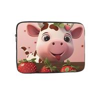 JZQZH Bolsa portátil a prueba de golpes con patrón de vacas y fresas, bolso de mano para viajes de negocios, trabajo, universidad, Negro, 12 inch