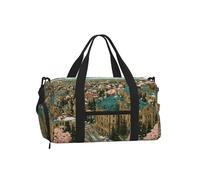 JZQZH Bolso cruzado de mano con diseño de flores volando por todas partes, de gran capacidad, ligero, resistente al agua, para viajes al aire libre