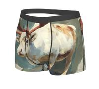 JZQZH Calzoncillos tipo bóxer para hombre, suaves, cómodos, transpirables, elásticos con exquisito diseño de alce fuerte, Negro, X-Large