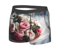 JZQZH Calzoncillos tipo bóxer para hombre, suaves, cómodos, transpirables, elásticos, con exquisito ramo de flores por The Window Print Design, Negro, L