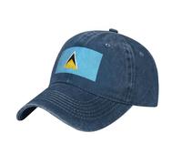 JZQZH Gorra de béisbol de mezclilla con la bandera de Santa Lucía para adultos, negra, cómoda, transpirable, ligera para uso diario, Azul marino, talla única