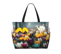 JZQZH Hazy Sea Of Flowers - Bolsa de viaje de playa de gran capacidad con cremallera para uso en verano al aire libre, elegante y duradera