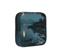JZQZH Lakeside at Night - Bolsa de almacenamiento para compresas sanitarias compacta para viajes diarios y uso en la oficina, con cremallera para llevar contigo