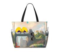 JZQZH Outside the Castle Gate - Bolsa de viaje de playa de gran capacidad con cremallera para uso en verano al aire libre, elegante y duradera