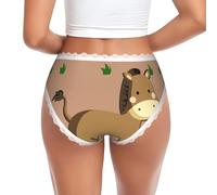 JZQZH Ropa interior de encaje para mujer, cómoda, ligera, transpirable, elástica, con diseño único de dibujos animados de burro, Blanco, M