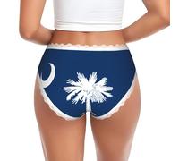 JZQZH Ropa interior de encaje para mujer, cómoda, ligera, transpirable, elástica, con diseño único de la bandera de Carolina del Sur, Blanco, XXL