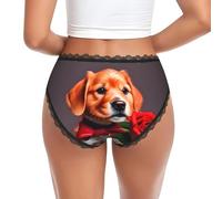 JZQZH Ropa interior de encaje para mujer, cómoda, ligera, transpirable, elástica, con diseño único de perro tipo caballero, Negro, S