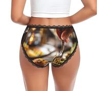 JZQZH Ropa interior de encaje para mujer, cómoda, ligera, transpirable, elástica, con diseño único y delicioso estampado de carne de vacuno, Negro, XL