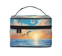 JZQZH Seagulls by the sea - Bolsa de cosméticos portátil, organizador de almacenamiento personalizado para viajes, camping, hoteles y viajes de larga distancia