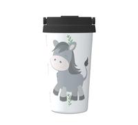 JZQZH Smiling Donkey - Taza de café portátil con diseño elegante y parte inferior antideslizante para oficina, hogar, escuela y uso al aire libre