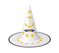 JZQZH Sombrero de bruja de Halloween con la bandera del estado de Rhode Island, 1 accesorio de fiesta cómodo y duradero, moderno y personalizado