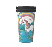 JZQZH Taza de café portátil Unicorns by the river con diseño elegante y parte inferior antideslizante para oficina, hogar, escuela y uso al aire libre