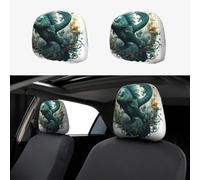JZQZH The Green Flying Fish - Juego de 2 fundas para reposacabezas de coche, cómodas y agradables a la piel para protección interior del coche