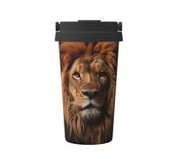 JZQZH The Lion's Gaze - Taza de café portátil con diseño elegante y parte inferior antideslizante para oficina, hogar, escuela y uso al aire libre