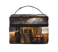 JZQZH Tractor in the field - Bolsa de cosméticos portátil, organizador de almacenamiento personalizado para viajes, camping, hoteles y viajes de larga distancia
